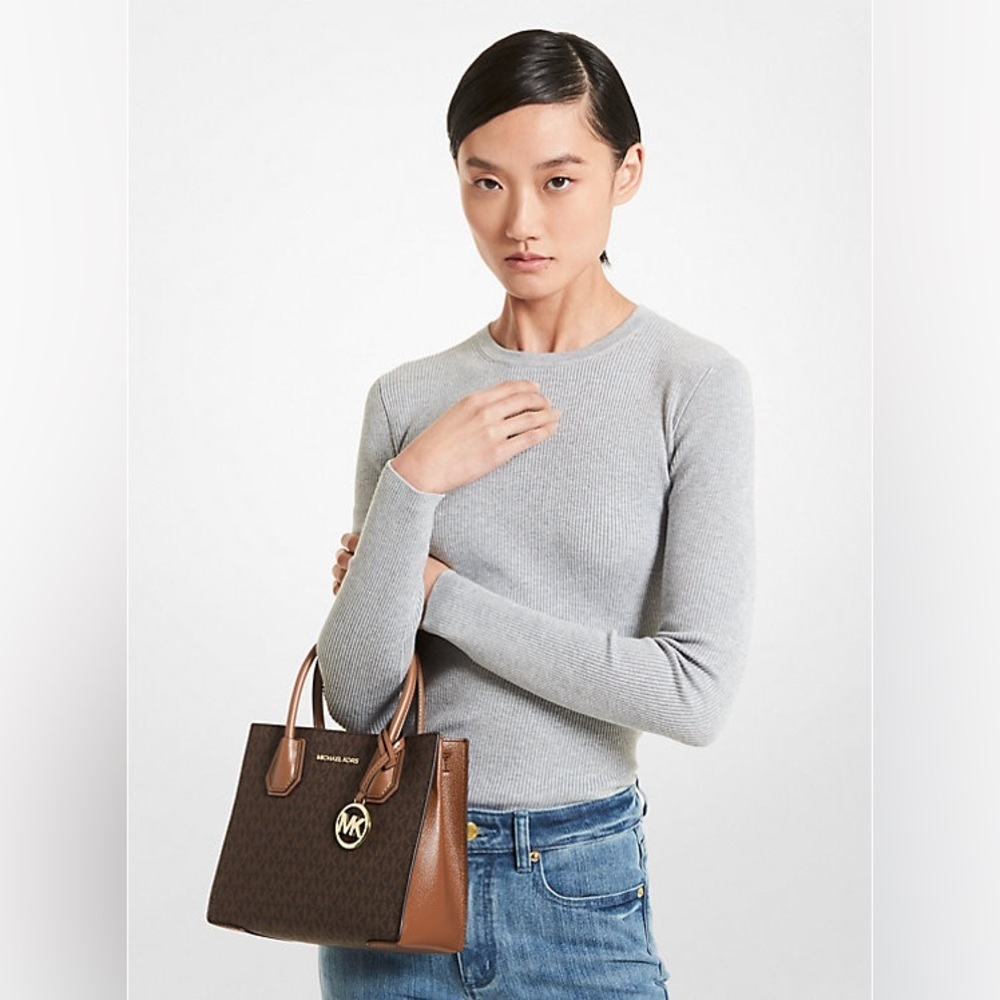 Michael kors Mercer Medium Logo and Leather Accordion Crossbody Bag NWT - Picture 4 of 6